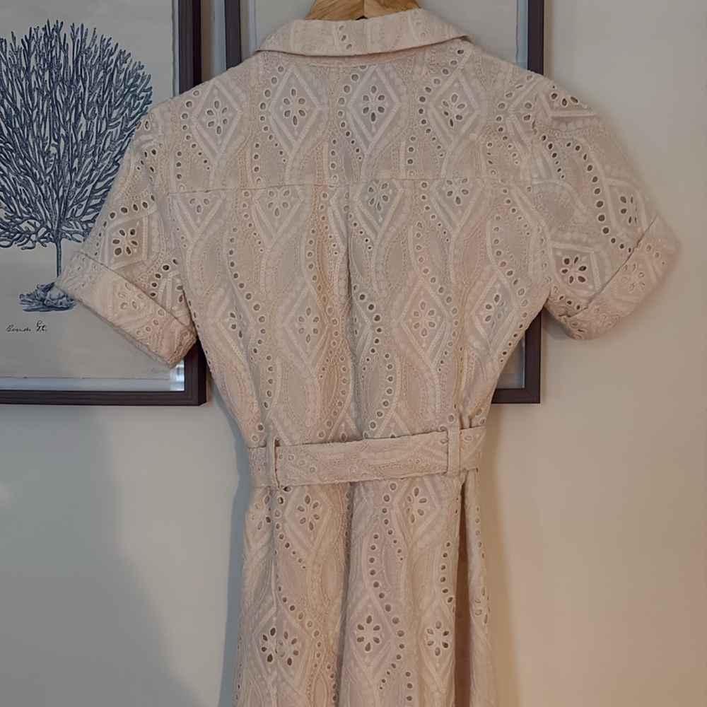 Sezane Cream Eyelet Midi Dress - Picture 7 of 9
